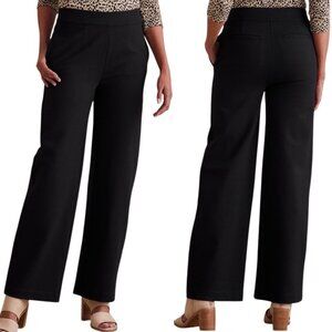 Soft Surroundings Soft Essential High Rise Ponte Wide Leg Pants in Black XL New
